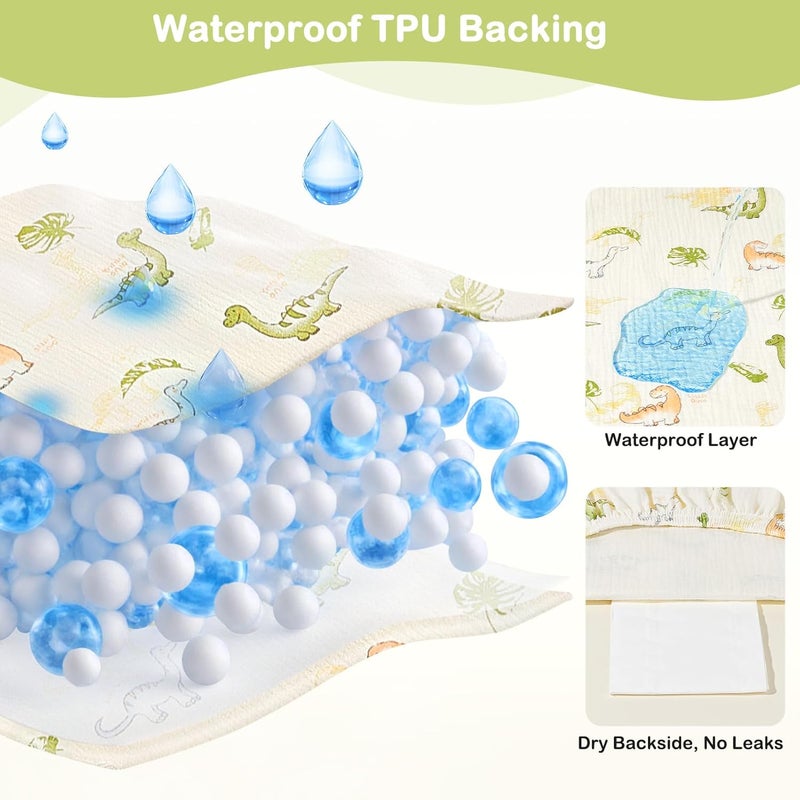 Basumee Muslin Changing Pad Cover Waterproof 2 Pack Baby Changing Table Covers for Boys and Girls Soft Breathable Nursery Diaper Change Table Cover Pad Fits 32"x16", Green - Image 2